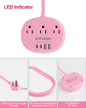 Kakahigh three outlets and four USB ports support seven devices.
