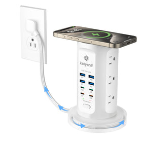 kakyanill front view tower showing ports and compact footprint for neat charging