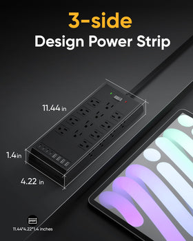 Kakyanill surge protector with individual outlet switches for targeted power control.