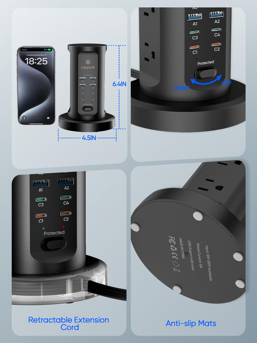 kakyanill on a home office desk charging laptop and phone for clutter-free workspace