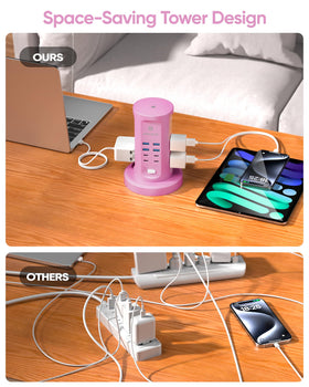 kakyanill retractable cord base extended and stored, reduces cable clutter