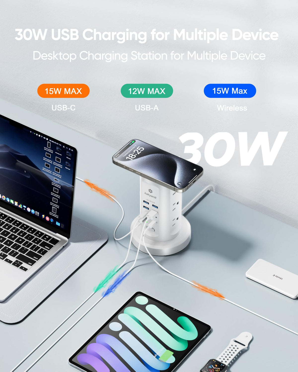 kakyanill side ports in use with devices plugged showing convenience benefit