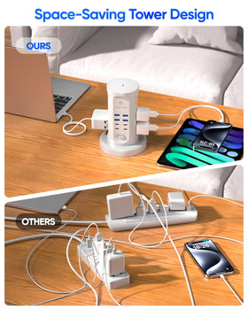 kakyanill AC outlets spacing closeup highlighting room for bulky power adapters
