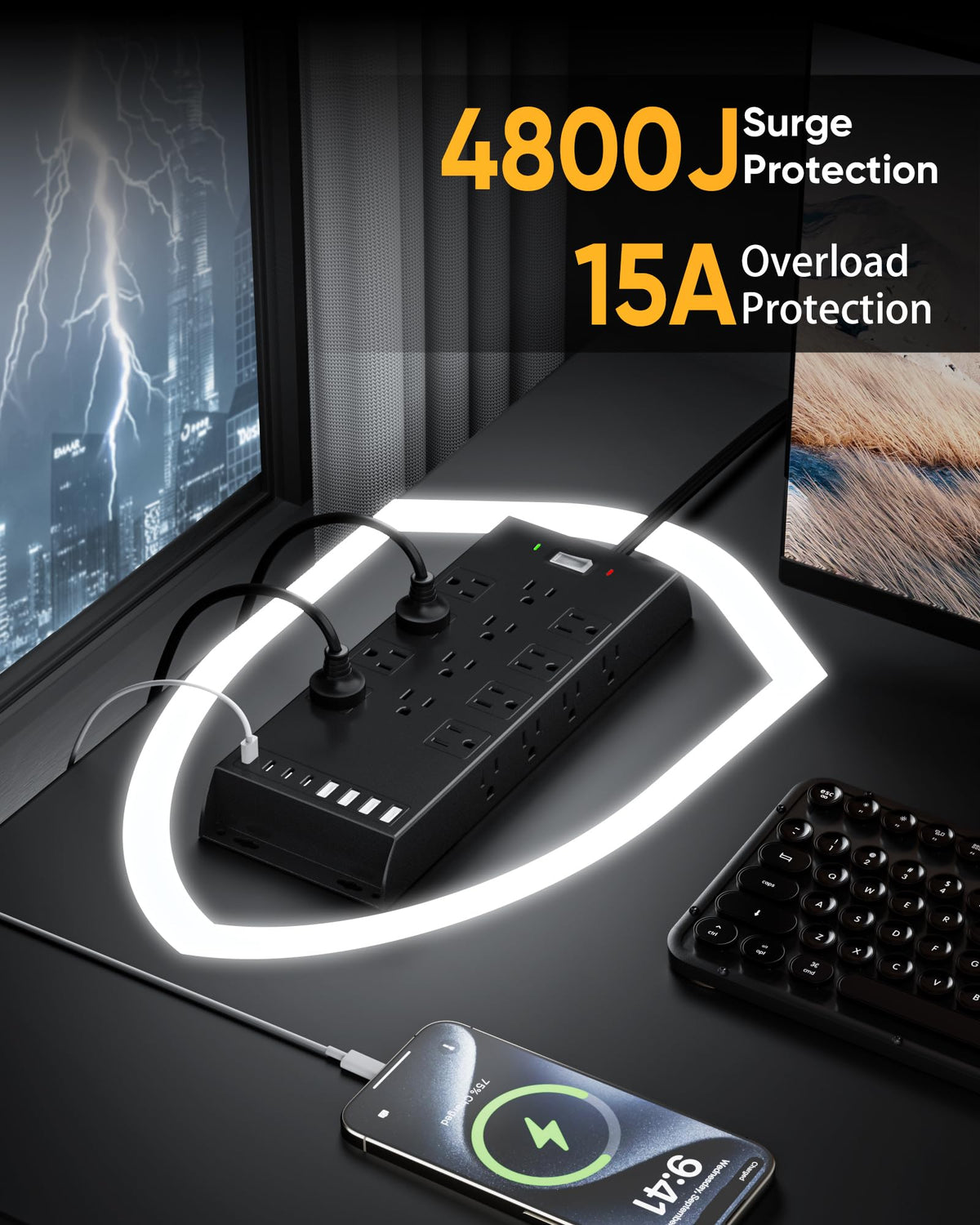 Kakyanill USB charging station with USB-C and USB-A delivers up to 30W.