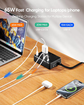 kakyanill close-up of four USB-C and four USB-A ports, fast-charging benefit