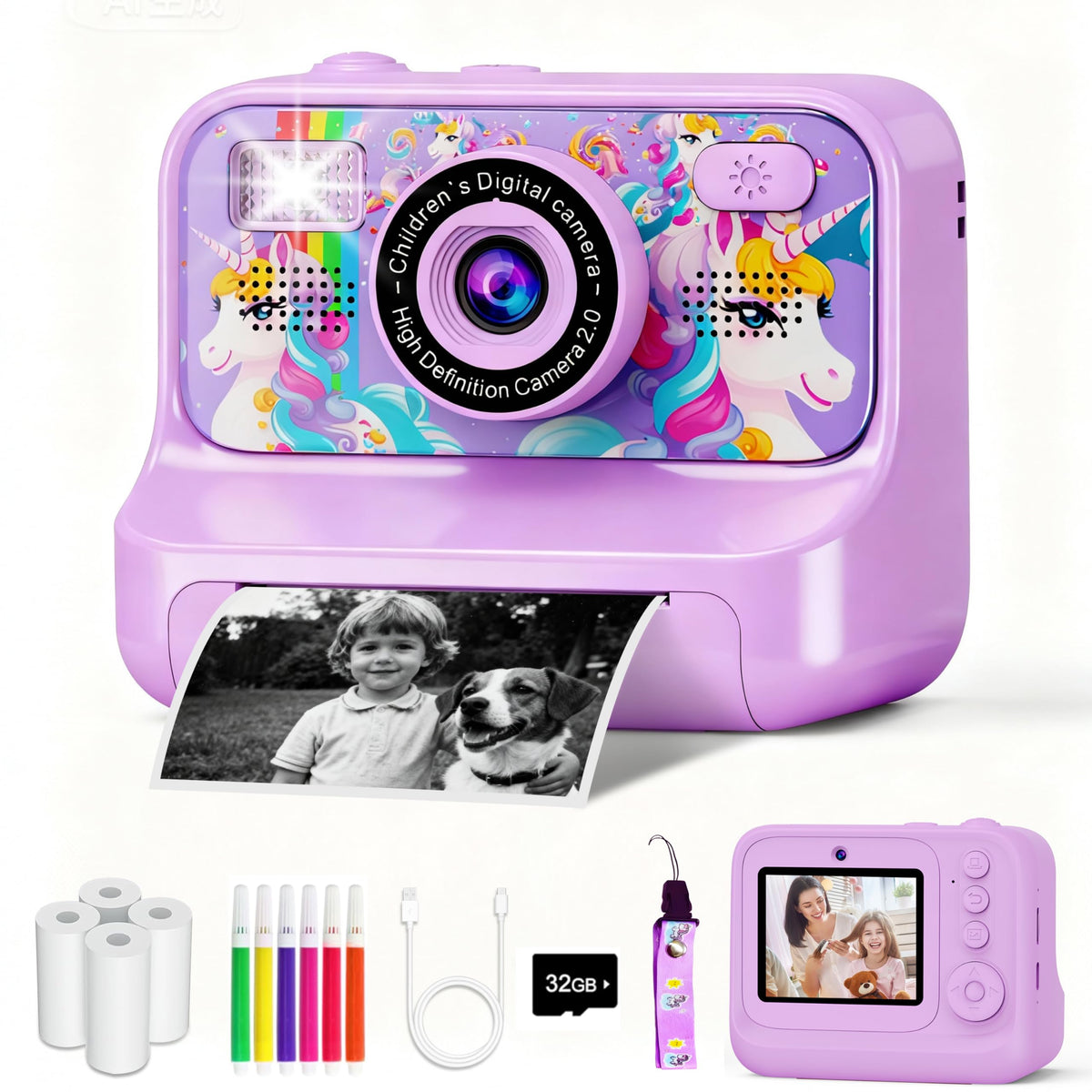 Kalinco kids camera front dual selfie view for easy sharing