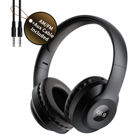 Kamapulo X5 AM FM headphones front view highlighting compact, portable design for on-the-go use.