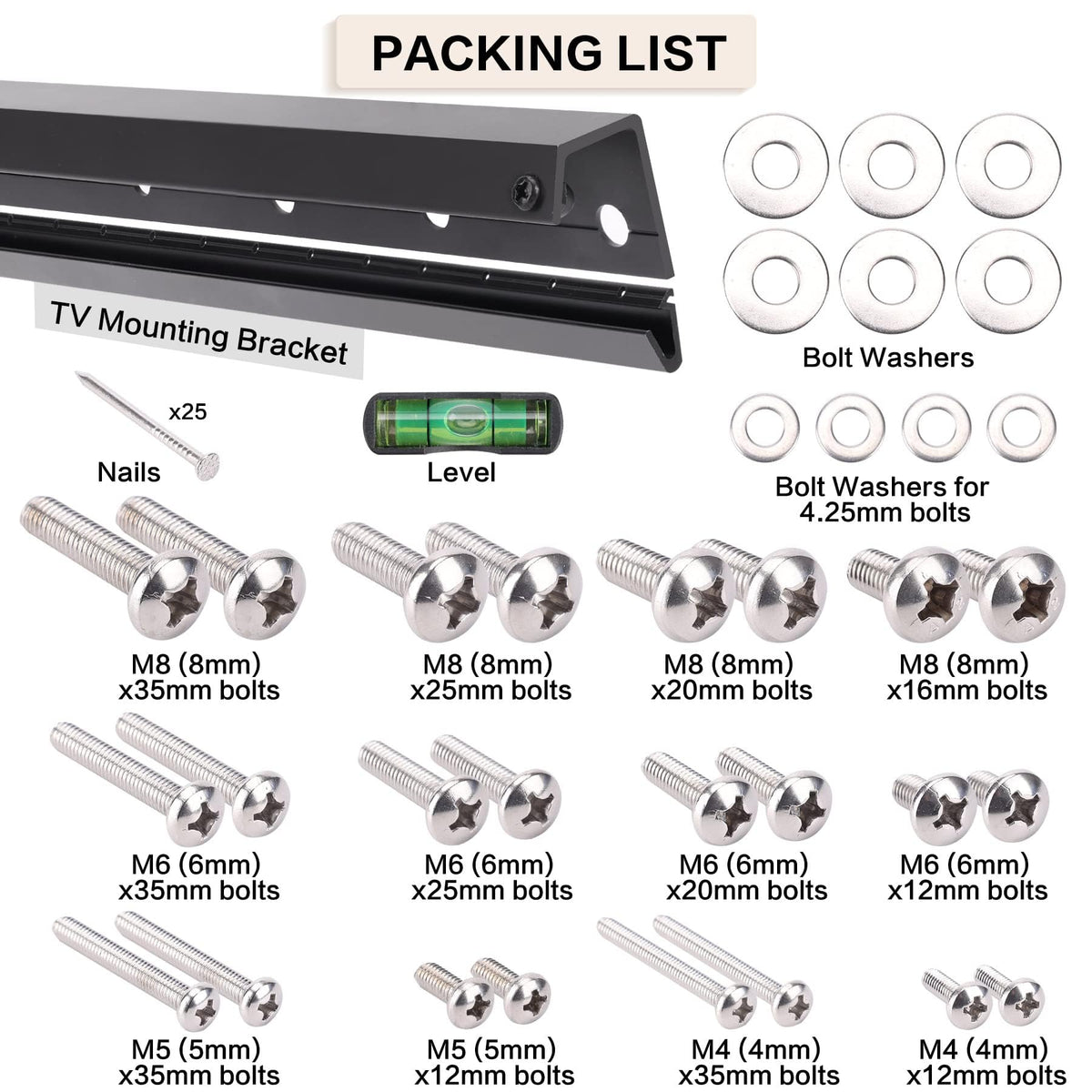 KAMIWI brands-compatible list shows major-brand TV fit