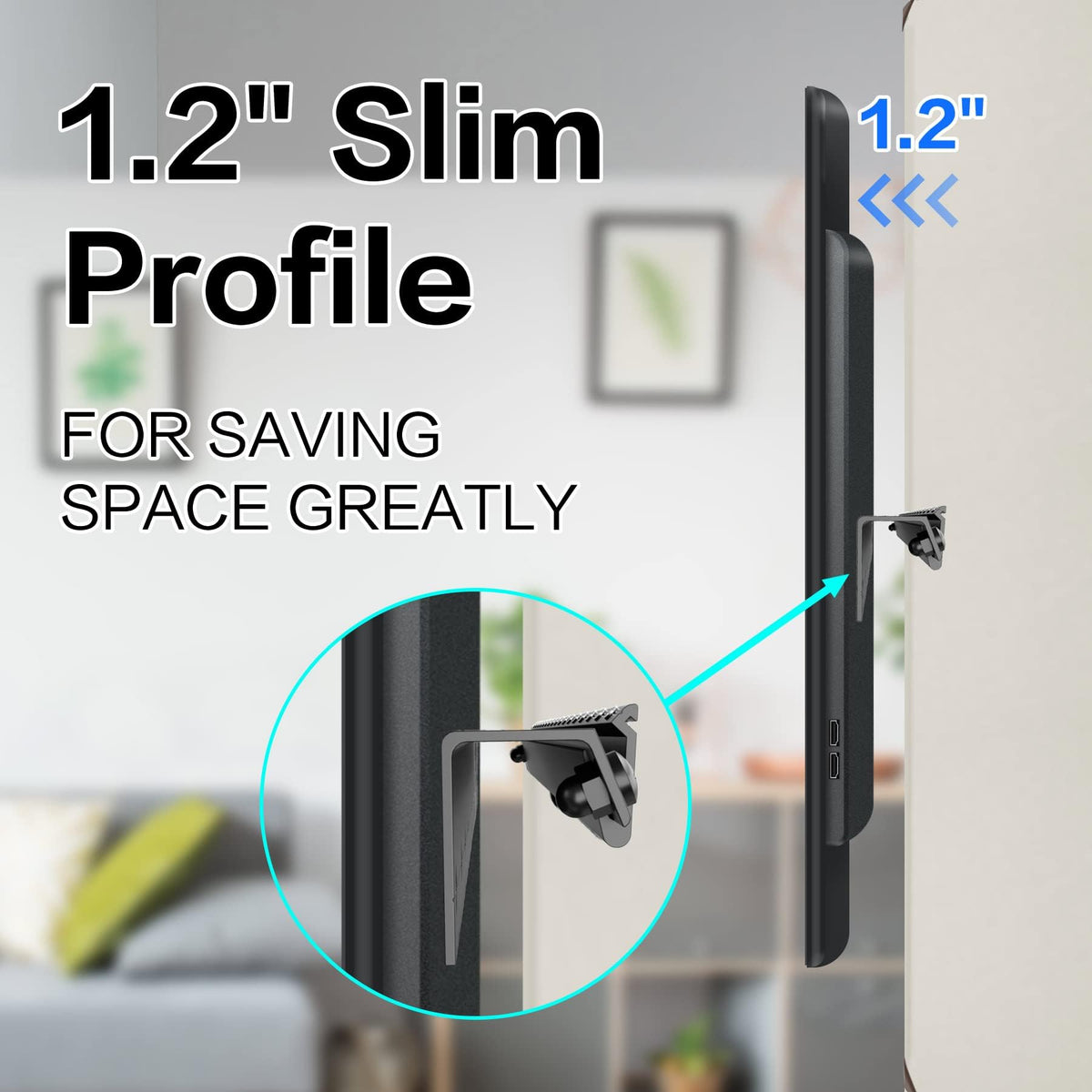 KAMIWI low-profile 1-2 inch clearance keeps screen flush