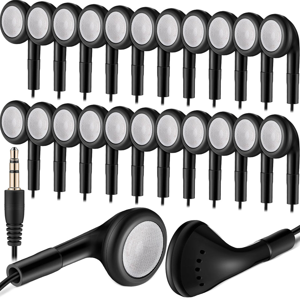 Kanayu 100-pack earbuds individually packaged for quick classroom distribution