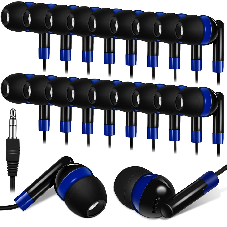Kanayu 100-pack wired earbuds for classrooms, ideal for quick distribution