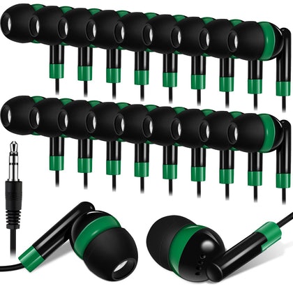 Kanayu green classroom wired earbuds with 90 cm cable for daily school use