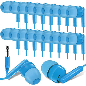 Kanayu 100-pack sky blue earbuds ready for classroom use with clear sound