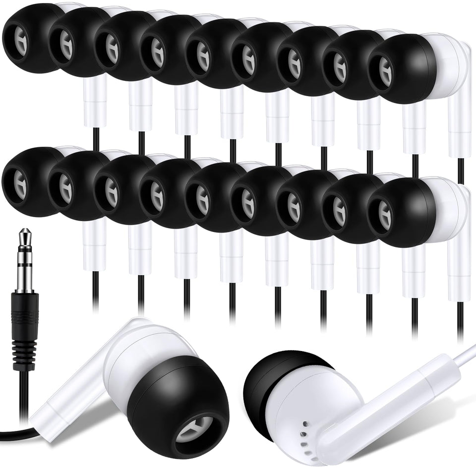 Kanayu 100-pack wired earbuds for classrooms, multicolor design, ideal for shared devices.