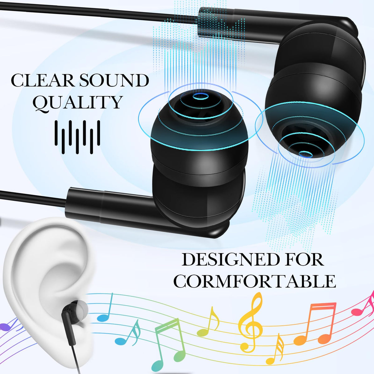 Kanayu wired headphones with 3.5mm jack for broad device compatibility
