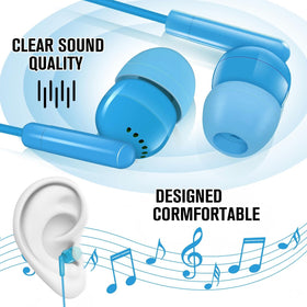 Kanayu 3.5 mm wired headphones bulk in sky blue for devices