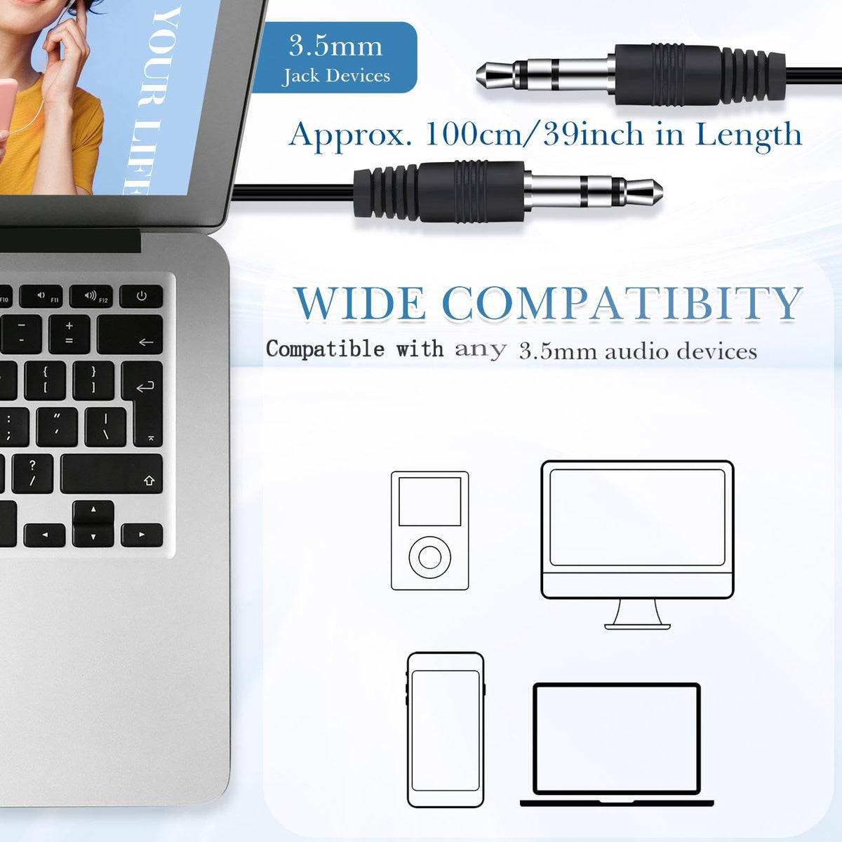 Kanayu 90 cm PVC cable designed for daily classroom use.