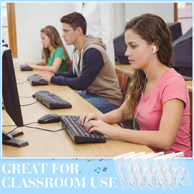 Kanayu classroom earbuds with 90 cm cable, easy to reach devices.