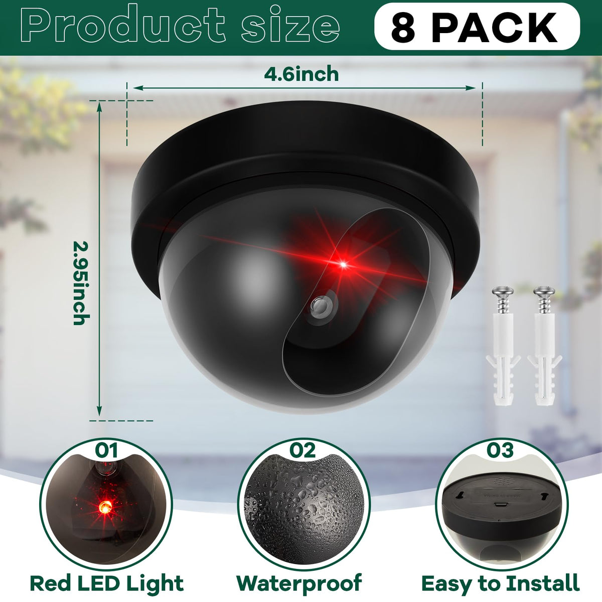 Kanayu dummy dome camera close-up in black for indoor-outdoor use