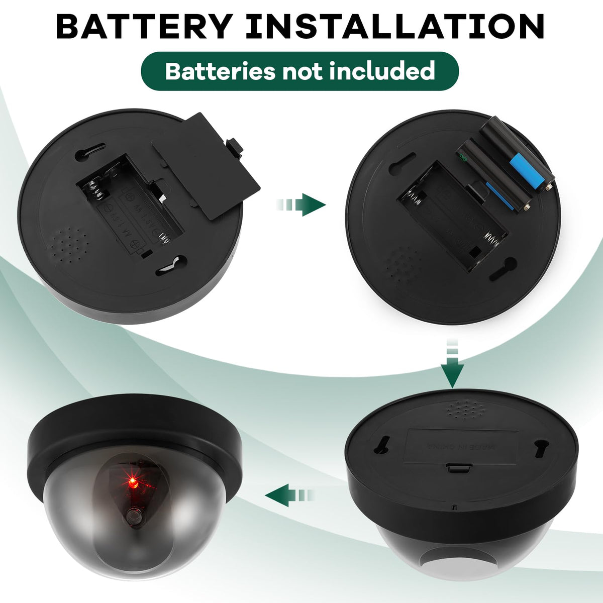 Kanayu wall-mount dummy camera with screws and tape for quick setup