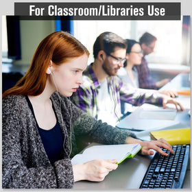 Kanayu earbuds feature a 3.5 mm jack for broad device compatibility in classrooms and libraries.