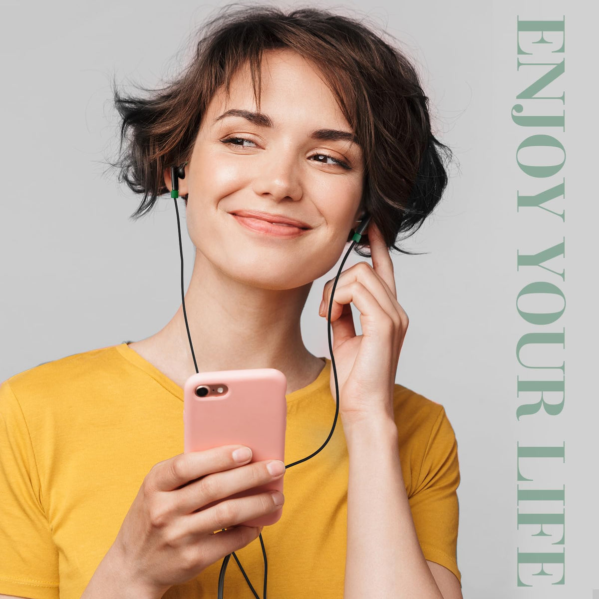 Kanayu no-microphone green earbuds for focused listening environments