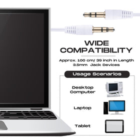 Kanayu universal 3.5 mm jack earbuds work with laptops and tablets.