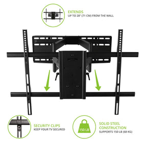 Kanto FMX3C 88° swivel for corner-viewing convenience.