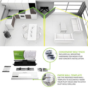 Kanto FMX3C wall-mount plate ensures secure, clean installation.