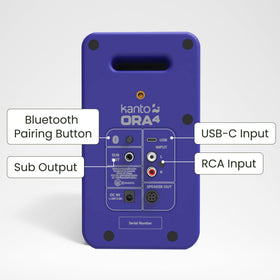 Kanto ORA4 Bluetooth 5.0 connection for wireless streaming from a phone.