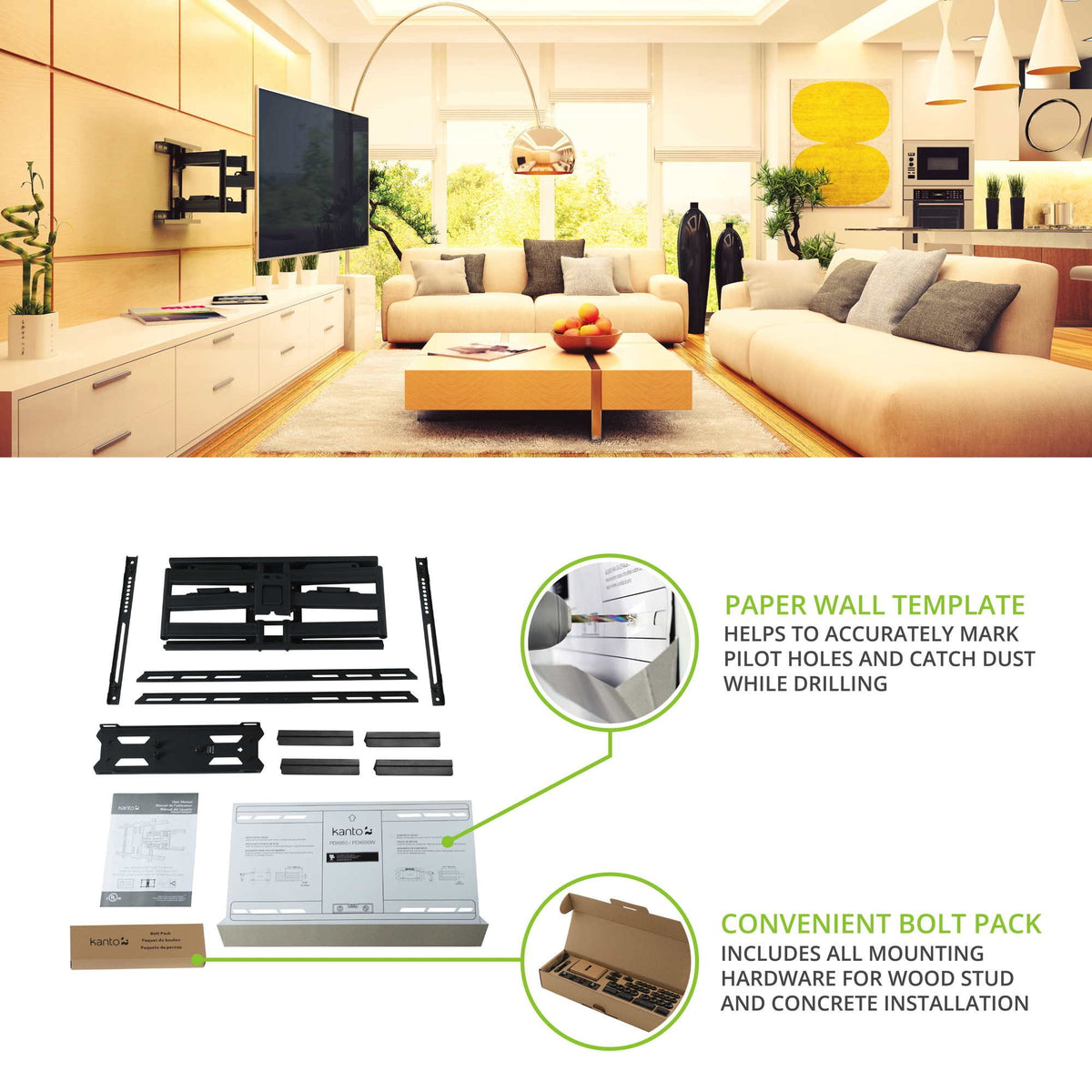 Kanto PDX650 installation kit and template included