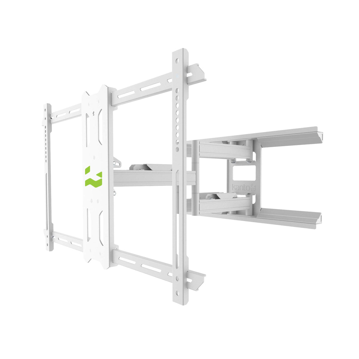 Kanto PDX650W full-motion wall mount extended for versatile viewing.