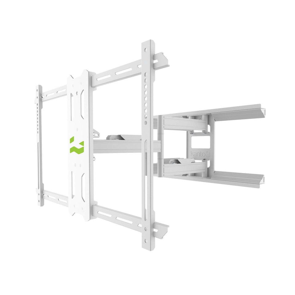 Kanto PDX650W full-motion wall mount extended for versatile viewing.