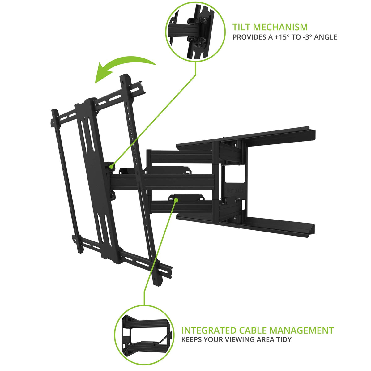 Kanto PDX700 supports VESA 700x500 for large displays.