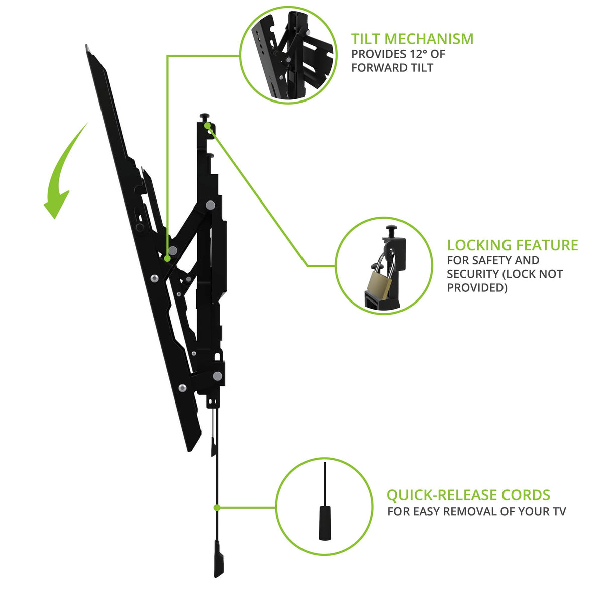 Kanto PT300 tilt mechanism detail showing easy angle adjustment benefit
