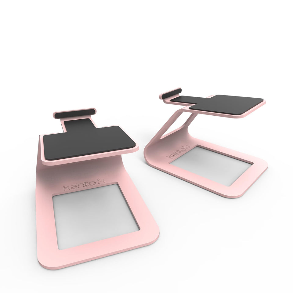 Kanto SE2 front view pair pink showing compact elevated support and clean look