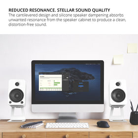 Kanto SE4 compatible with 3-4 inch studio monitors for stable mounting.