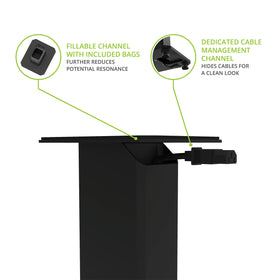 Kanto SX22 dedicated cable channel keeps thick cables organized
