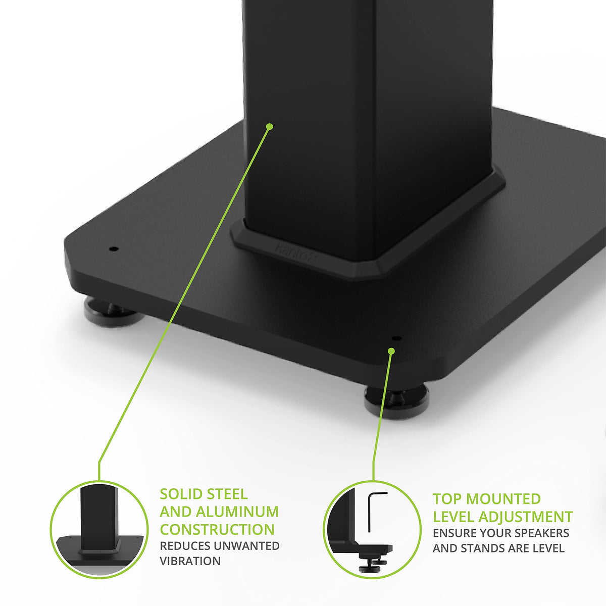 Kanto SX22 two top plate sizes support many bookshelf speakers