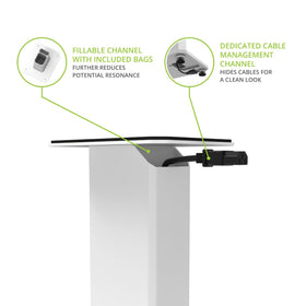 Kanto SX30 dedicated cable channel keeps cables tidy and protected during setup.