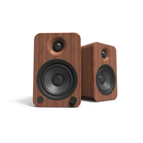 Kanto YU4WALNUT front view highlighting compact design and drivers for small spaces