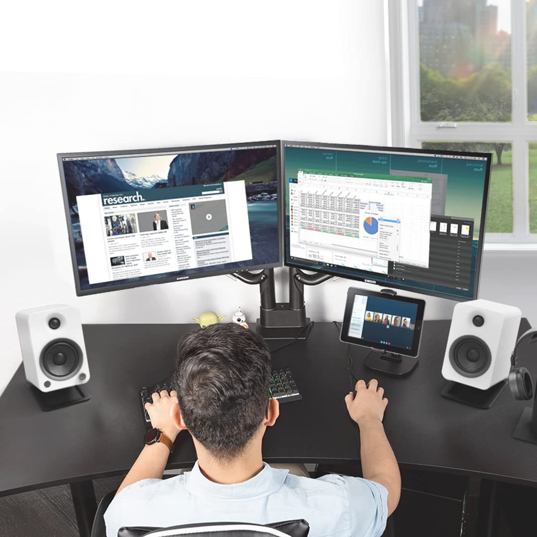 Kanto YU4WALNUT stereo pair setup demonstrating expanded sound
