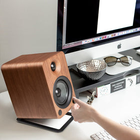 Kanto YU4WALNUT walnut finish detail highlighting premium look