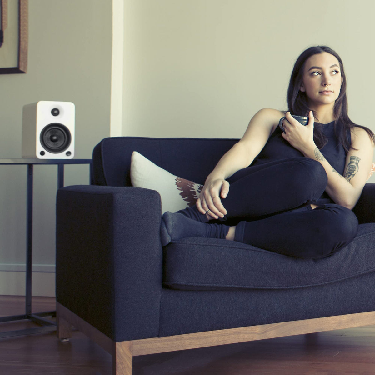 Kanto YU6MG matte grey finish enhances a modern living space.