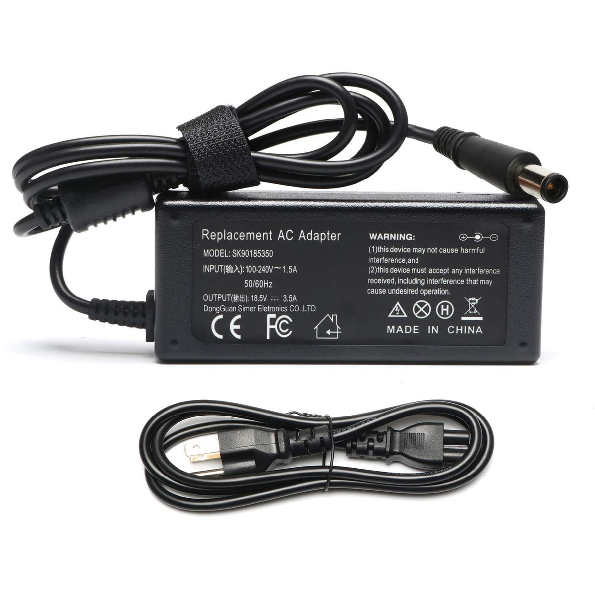 KAQIAR 65W laptop charger front view for HP notebooks, reliable power on the go