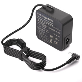KAQIAR 90W laptop charger front view, compact design ideal for on-the-go Asus users.