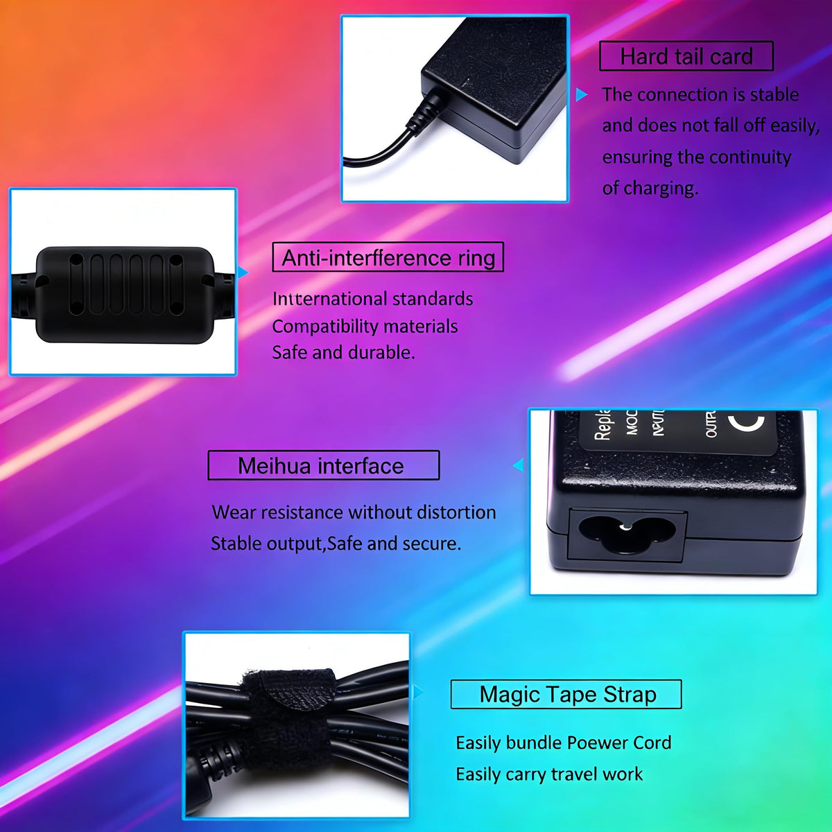 Worldwide input range 100-240V supports global travel.