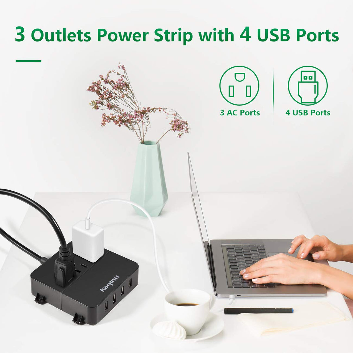 kaqinu power strip featuring screw-mount design to free desk space