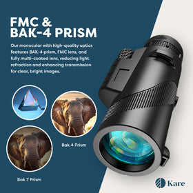 Kare 80x100 monocular objective lens close-up for detailed views