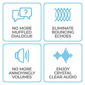 KARE TurboScoops in living room setup demonstrates universal TV compatibility with down-firing speakers.